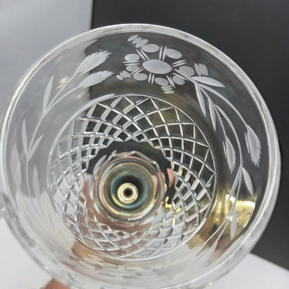 Vintage Brass Wall Sconce Etched Crystal Hurricane Shade Gold Tone 14